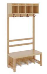 Mobile Preview: Komplettgarderobe 4 Plätze einfache Ablage, versandkostenfrei